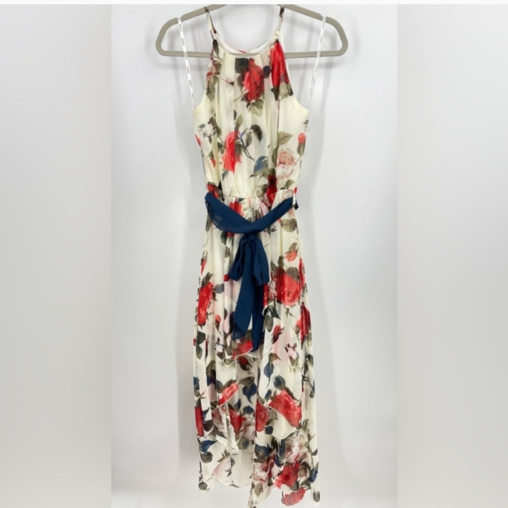 Papaya Brand- Rose Floral Sleeveless High-Low Dress-S